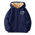 thumbnail image 4 of SGMVNU Winter Warm Outwear Jackets for Boys Girls Lined Winter Warm Coats Sweatshirt Hoodie Jacket Casual Loose Zipper up Hooded Jackets Size 12-13 Years, Color lz1023_A-Dark Blue, 4 of 4