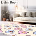 thumbnail image 2 of ODIKA 3'x5' Machine Washable Non-Slip Area Rug, Charming Bear Face and Balloon Interlocking Cartoon Design High Traffic Rug with Pad, Pink, 720628, 2 of 8