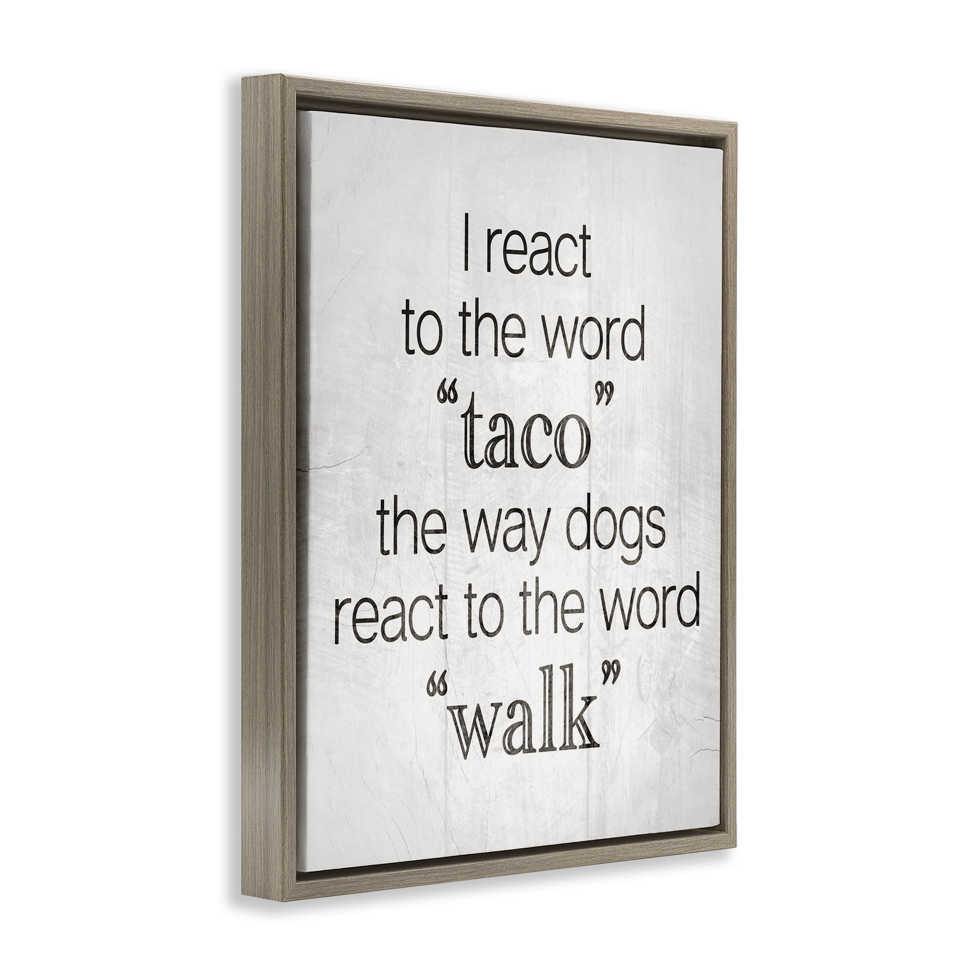 Stupell Industries Funny React To Taco Food & Beverage Painting Brown Floater Framed Art Print Wall Art, 17 x 21