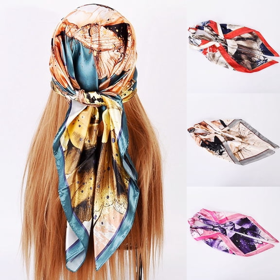 Helii Satin Square Scarf for Women Hair Head Wrap, 35x35 Large Silk Like Headscarf, Soft Lightweight Neck Scarf Bandana for Sleeping Travel Beach Bag Accessory Pink,One Size