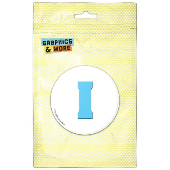 Letter I Initial Baby Boy Block Font Blue Shower Pinback Button Pin Badge