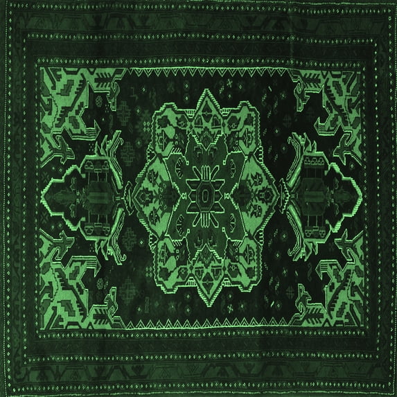 Ahgly Company Indoor Square Persian Emerald Green Traditional Area Rugs, 5' Square