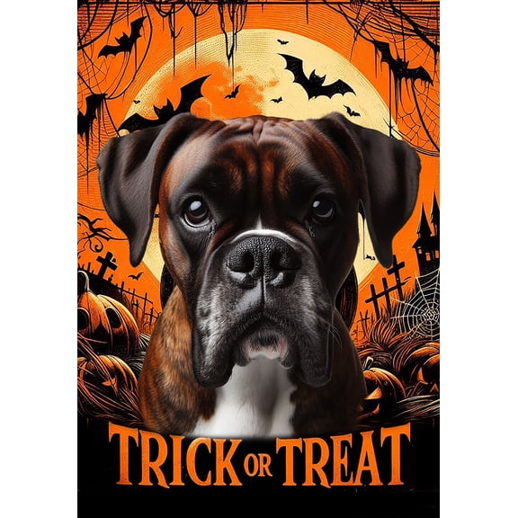 Boxer Brindle  Uncropped - Best of Breed  Halloween House Flag 28" x 40"