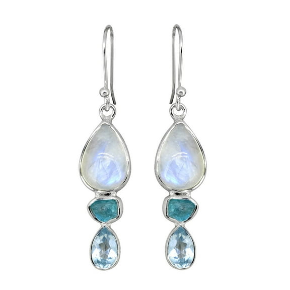 Yo Treasure Moonstone Apatite 925 Sterling Silver Dangle Earrings for Birthday