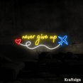 thumbnail image 3 of Craftnamesign Never Give Up Neon Sign, Plane Heart LED sign, Bedroom Decor, 3 of 4