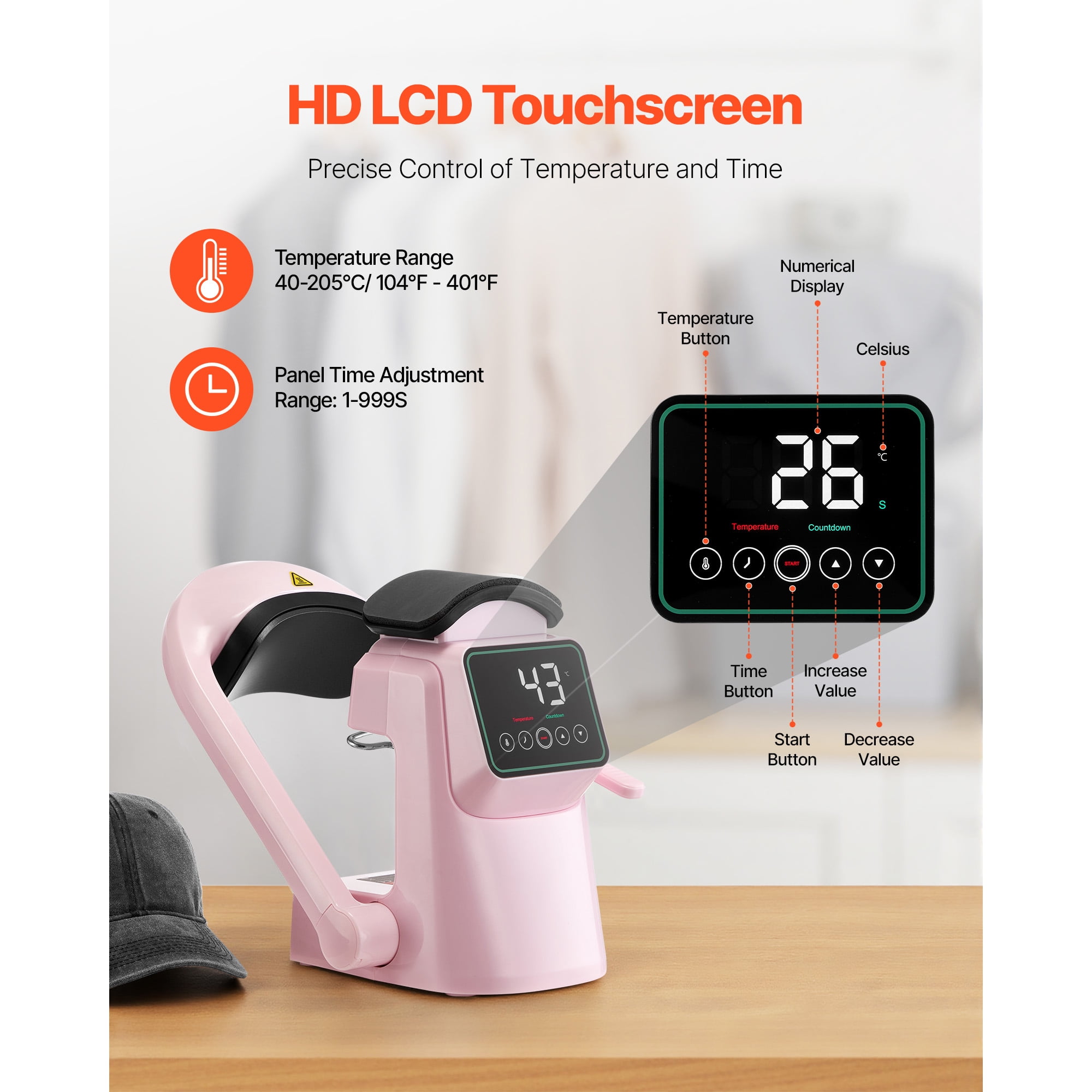 KFFKFF Automatic Hat Heat Press Machine with Two Interchangeable Platens, Touchscreen Control for Accurate Time and Temperature Settings, Auto Open and Release Function, Ideal for Heat Transfer Print