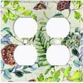 thumbnail image 3 of Metal Light Switch Plate Cover Lotus Pod Green Fern Leaves Plant FLW016, 3 of 13
