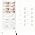 thumbnail image 2 of Kojooin Metal Pegboard Display Stand with Wheels, Adjustable Height Floor Display Rack with T-Base and Hooks, 2 of 7