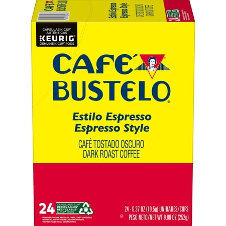Cafe Bustelo, Espresso Style Dark Roast Coffee, Keurig K-Cup Pods 24 Ct.