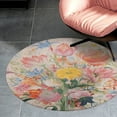 thumbnail image 2 of Spring Flowers Round Area Rugs for Bedroom Living Room, 6FT Soft Indoor Circle Carpets, Carpet Home Decor Floor Mat, 2 of 6