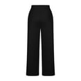 thumbnail image 6 of Women's Pants Plus Size, Women Solid Color Casual Straight Leg Wide Leg Drawstring Pocket Sweatpants Long Pants Women High Waisted Pants (Black,S), 6 of 7