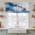 thumbnail image 2 of Blue Marble Tier Curtains, Modern Gray Golden Abstract Gradient Art Light Filtering Kitchen Curtains, 2Pcs Rod Pocket Half Window Treatments Panels for Sink Cafe Cabinet Camper 27.5x24 Inches, 2 of 9
