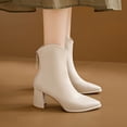 thumbnail image 2 of NECHOLOGY Botas Mujer Adulto Femenino Zapatos Botines de mujer Moda mujer cuero artificial otoño suela gruesa tacones cuadrados cremallera botines cortos zapatos de punta estrecha (Beige, 8), 2 of 5