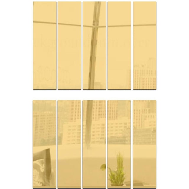 10 pegatinas de espejo acrílico para pared, para decoración de TV, dormitorio, hotel (doradas)