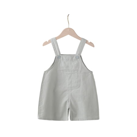 Toddlers Bib Short Overalls 0-3T Baby Boys Girls Soft Cotton Pleated Front Shortalls Infants Clothes (6-12M Gray)