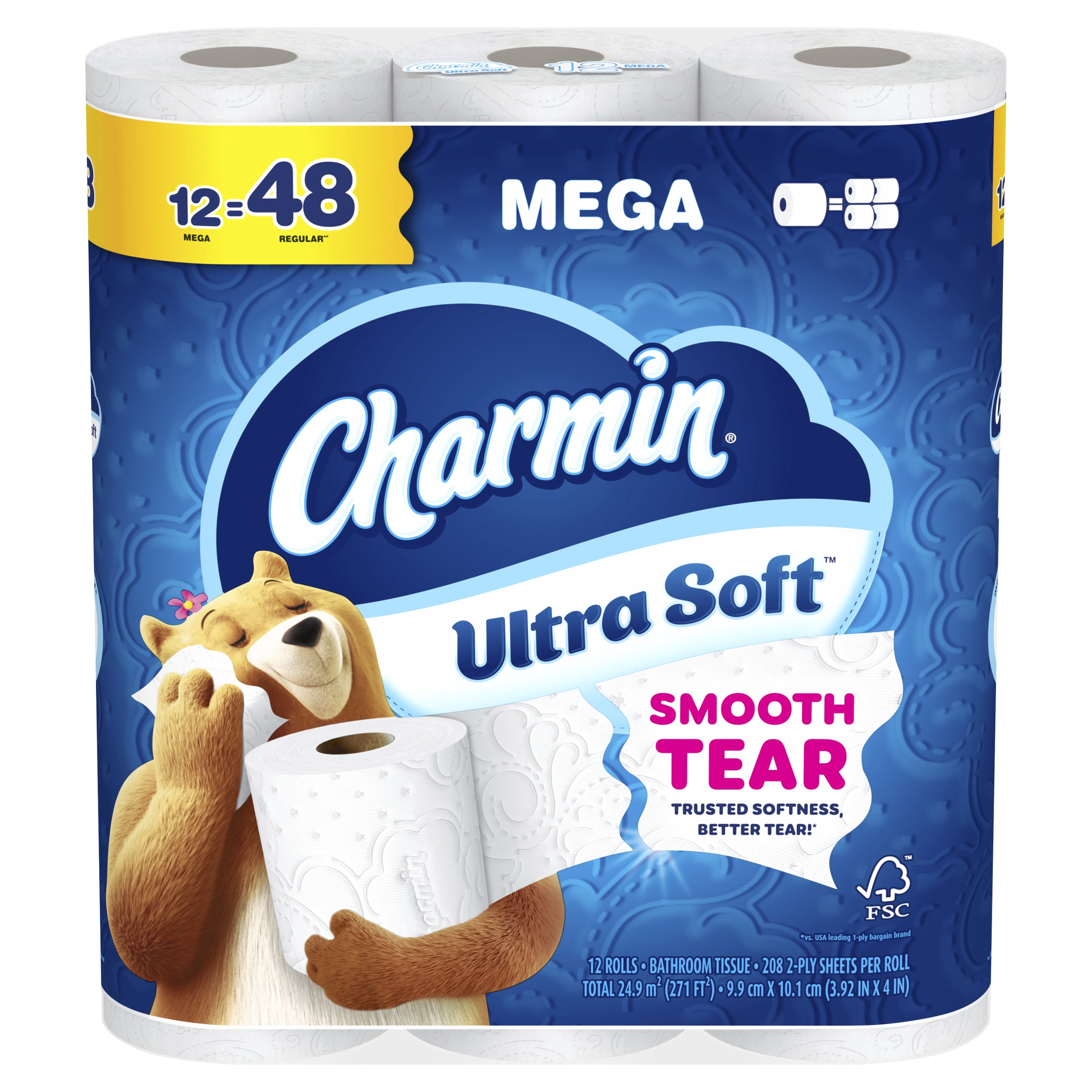 Charmin Ultra Soft Toilet Paper, 12 Mega Rolls, 2-Ply Bath Tissue