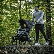 Chicco TRE Jogging Stroller, Lightweight Aluminum Frame, Hand-Brake and Pneumatic Rear Tires, Accepts any Chicco Infant Car Seat - Galaxy (Black), New