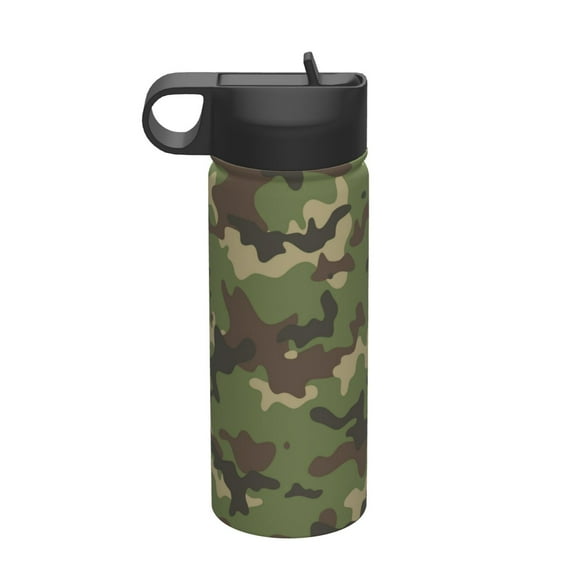 18 Oz Insulated Sports Bottle, Outdoor Sports Gym Handheld Portable Casual Stainless Steel Water Bottle, Straw With Lid Camouflage Pattern Trendy Style Camo