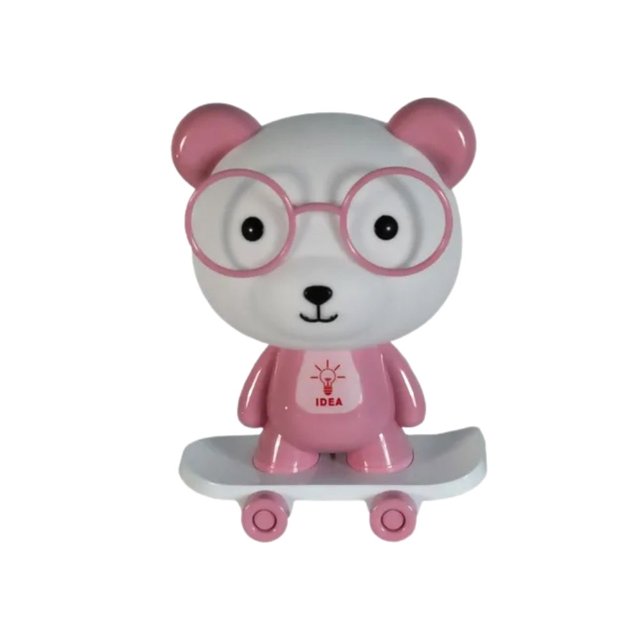 Lámpara de noche para niños Gadgets and Fun Oso en patineta color Rosa