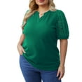 thumbnail image 3 of Cueply Women's Plus Size Tops Summer Short Sleeve Dressy Casual Blouse Shirts Waffle Knit Lace, 3 of 6