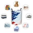 thumbnail image 6 of XMXY Round Laundry Basket Organizer, Patriotic American Flag Paintbrush Waterproof Collapsible Dirty Clothes Basket Laundry Hamper, Small Size, 6 of 8