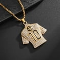 thumbnail image 2 of No. 10 Jersey Cubic Pendant Necklace - Golden-Tone Soccer Ball Design, Sparkling Artificial Accents, Unisex Hip Hop Streetwear Jewelry for Valentine's Gift, 2 of 3