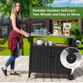 thumbnail image 5 of Portable Outdoor Grill Cart with Storage, Waterproof HDPE BBQ Prep Table for Patio & Backyard, 304 Stainless Steel Top, All-Weather Use, Camping Cart with Wheels, 42.12" L x 20.71" W, Black, 5 of 9