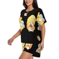 thumbnail image 2 of Haiem Bee Happy Sunflower Gnomes Pattern Pajama Set for Women 2 Piece Lounge Set Short Sleeve Tops and Shorts Soft Sleepwear-XX-Large, 2 of 7