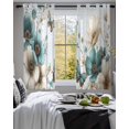 thumbnail image 3 of Teal Tulip Butterfly Sheer Curtains 54 Inch Length 2 Panels Set for Living Room/Bedroom, Beige Turquoise Floral Blue Coastal Kitchen Curtains Grommet Semi-Sheer Curtains Window Treatments 42"x54"x2, 3 of 7