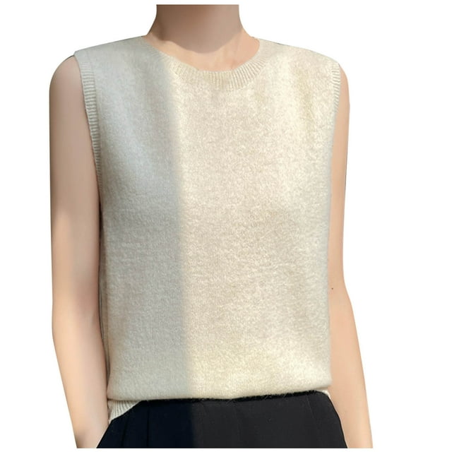 Débardeurs en Tricot pour Femmes Sans Manches Col Rond Décontracté Ample Léger Chandail d'Été
