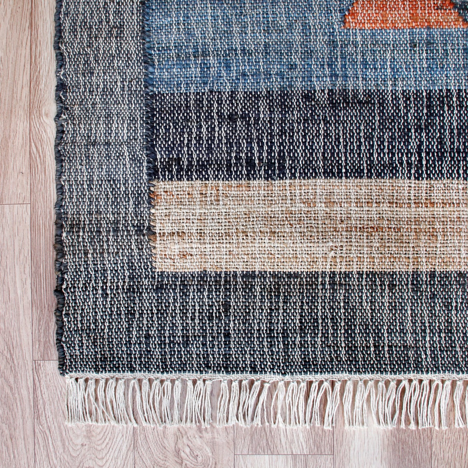 Laddha Home Designs 2' x 3' Handwoven Tribal Area Throw Rug - Tan and Gray