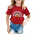 thumbnail image 1 of Zhuashum T-Shirts Fille Unisexe Enfants T-Shirt Imprimé Dessin Animé Manches Courtes Col Rond Haut Tendance Ado Printemps Rouge 12-13 Ans, 1 of 4