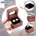 thumbnail image 4 of Square Wooden Ring Box with Window Walnut Vintage Jewelry Storage Box Coconut Brown Wedding Ring Bearer Box for Proposal Birthday Marriage Engagement 2x2x1.5inch 1pc, 4 of 9