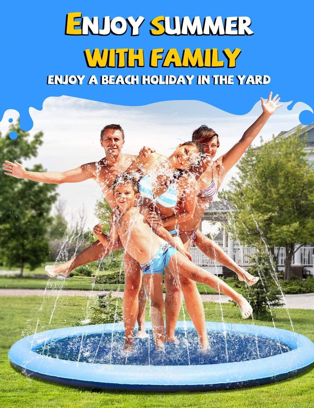 Buy SVNVIOZ Fountain Pool Fountain Mat for Kids Large Width 180cm x Depth  96cm Play Mat Pool Water Play Vinyl Pool Fountain Toy Portable Summer Day  Lawn Play Garden Parent-Child Play Household