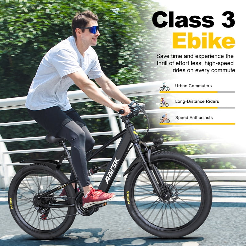 Unibike Electric Mountain Bike, 26'' Ebikes for Adults, 400W Brushless Motor, 36V 13AH Lithium Battery, Mechanical Disc Brakes, Black