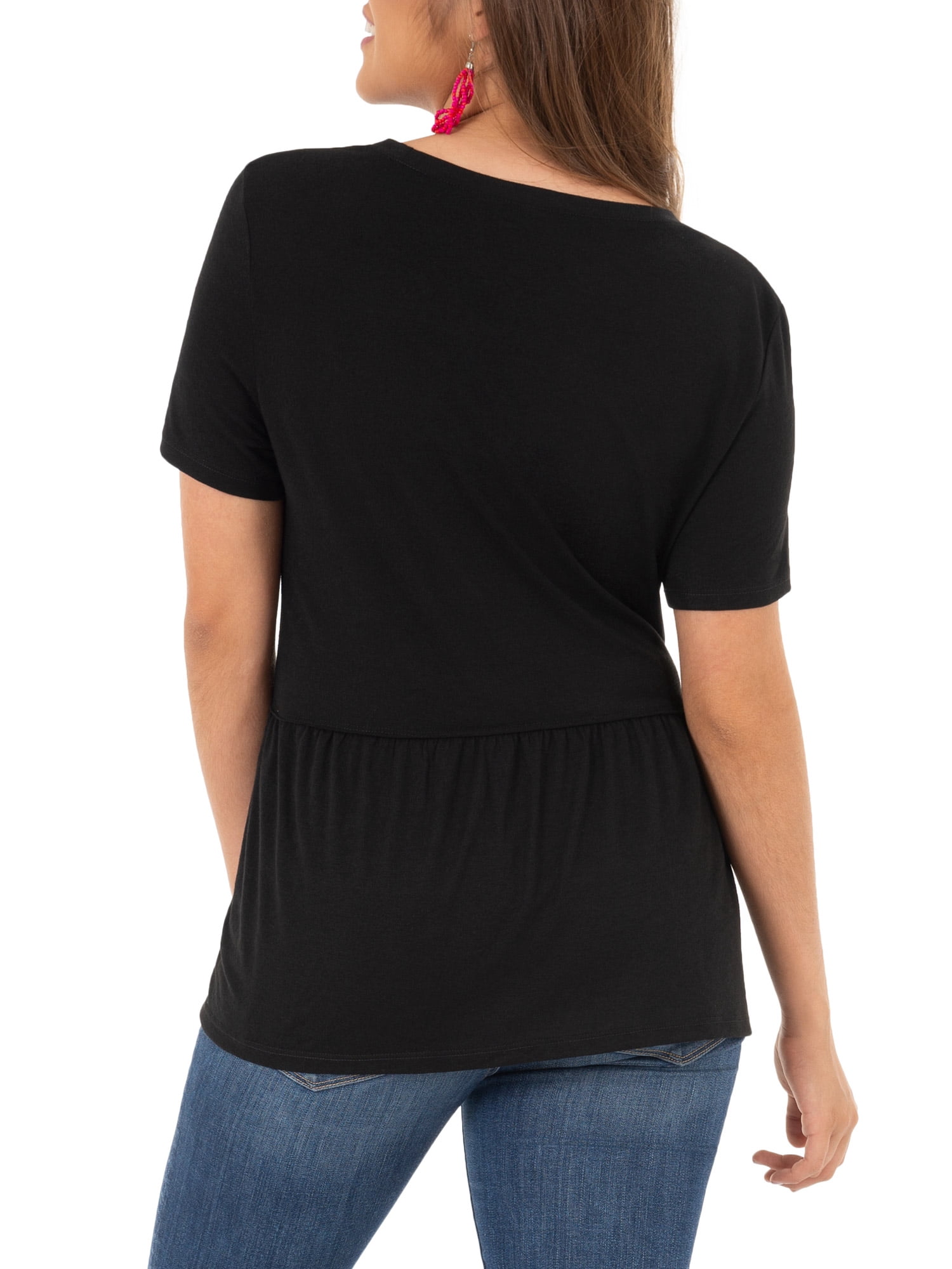 Wright's Womens Short Sleeve Peplum Waist Top