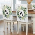 thumbnail image 2 of Letter W Chair Covers Set of 8 Alphabet Green Eucalyptus Leaves Plant Simple Chair Back Covers Stretch Removable Washable Slipcovers Protector for Dining Room Kitchen Party Decor, 2 of 9