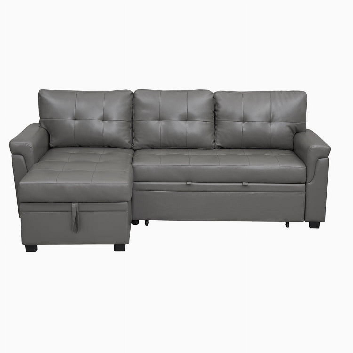 78 in. W Convertible Sleeper Sectional Sofa, L Shaped Couch for Small Space Living Room, Storage Chaise, L Shaped Pull Out Sofa - Gray,Air Leather