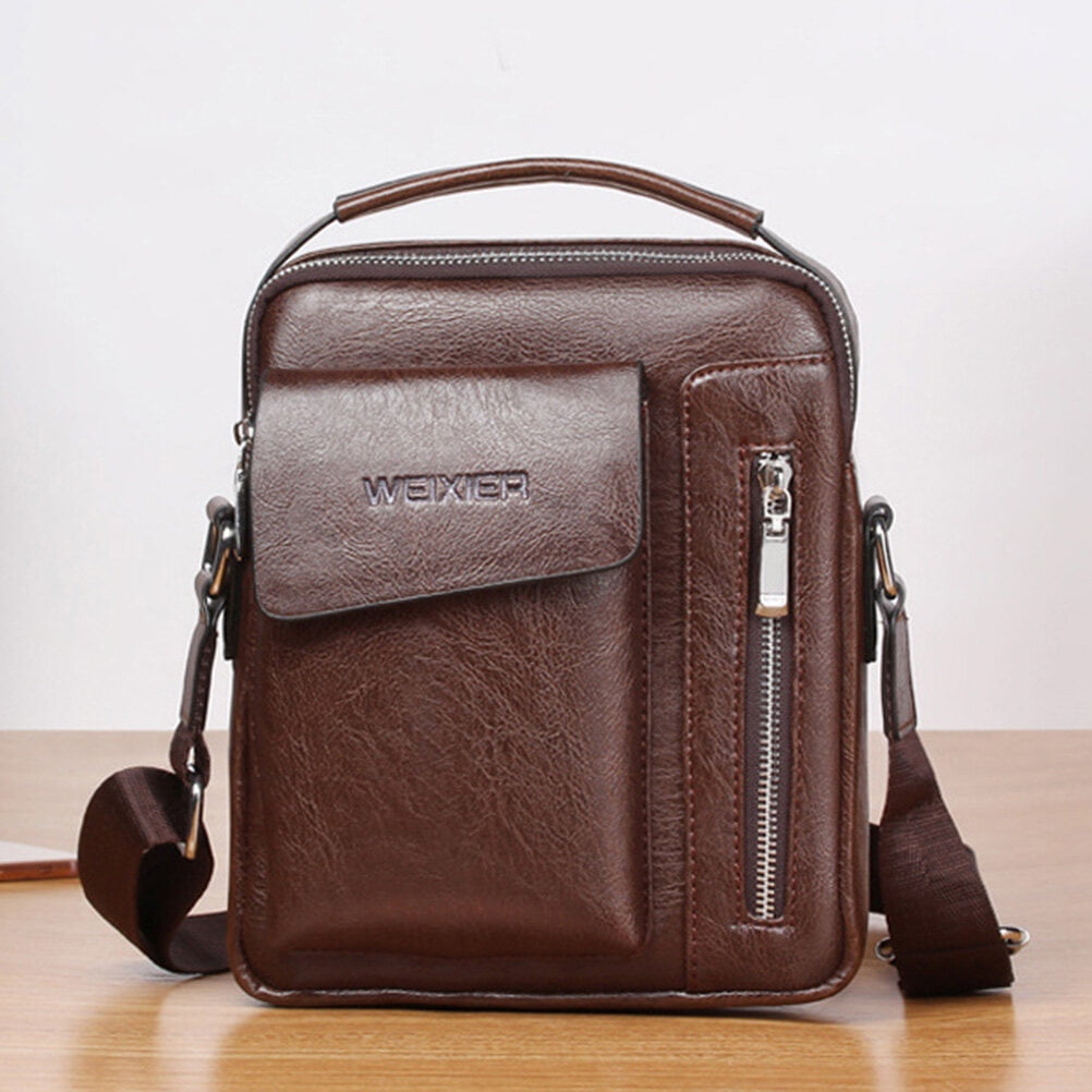Leather World PU Leather Sling Cross Body Travel Office Business Messenger  Bag for Men Women r (23 x 10x 29 cm) (Brown)