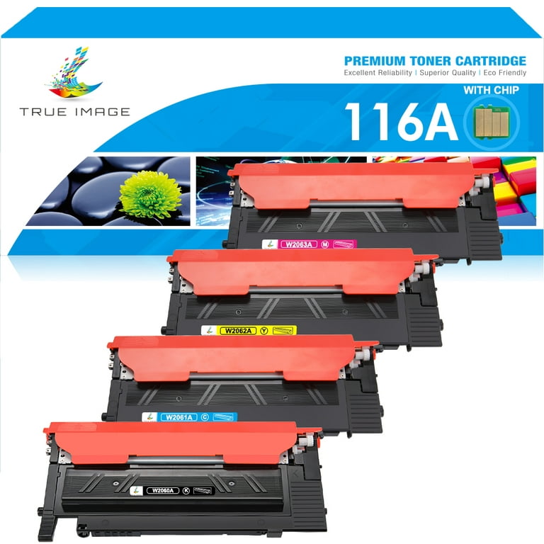 True Image 4-Pack Compatible Toner Cartridge with Chip for HP W2060A 116A  Work with Color Laser 150A 150nw MFP 178nw 178nwg 179fnw Printer  (Black,Cyan,Magenta,Yellow) 