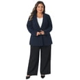 thumbnail image 3 of DARING DIVA Women's Plus Lapel Button Work Blazer 1X Dark Blue, 3 of 6