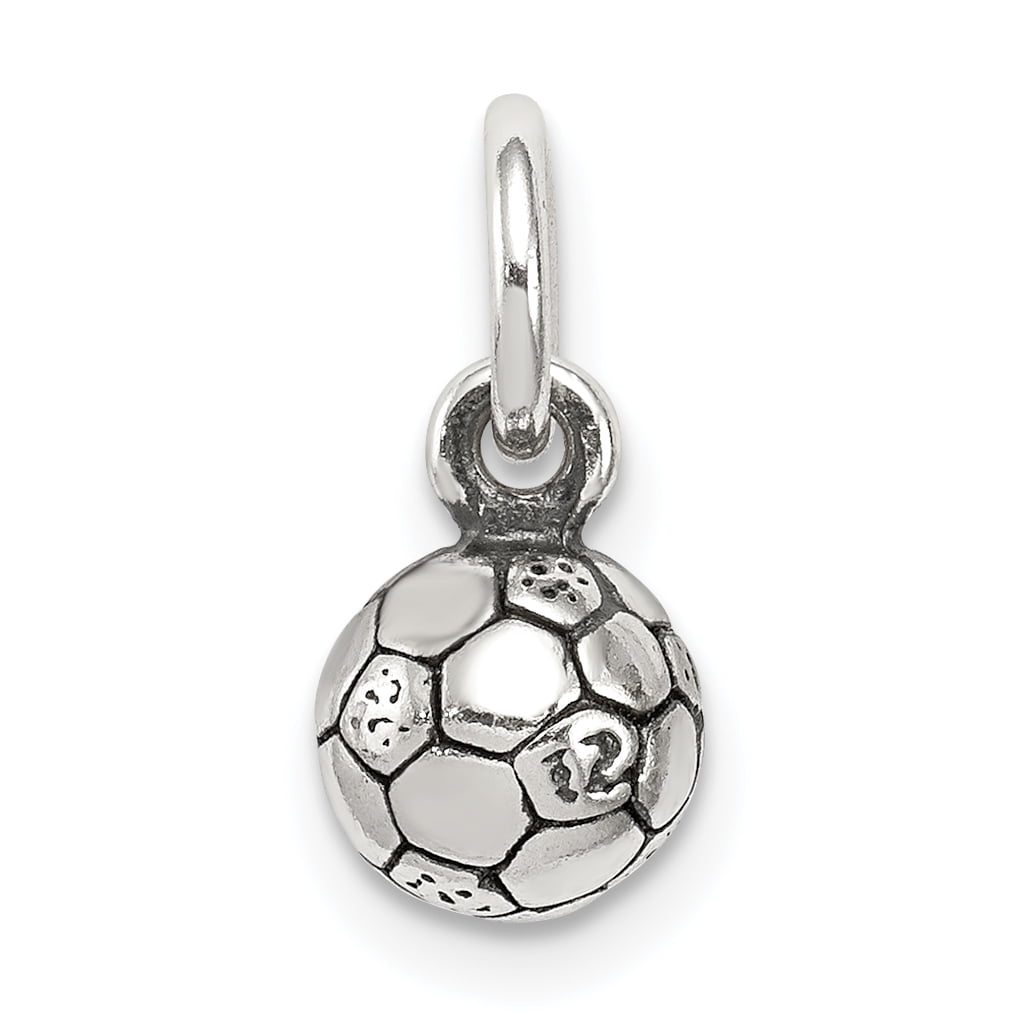 Lex & Lu Sterling Silver Antiqued Soccer Ball Char 