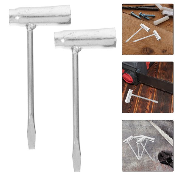 COSMOBETTY 4Ud Herramientas Plateadas Para Motosierra Con Llave Ajustable Y Quita Bujías