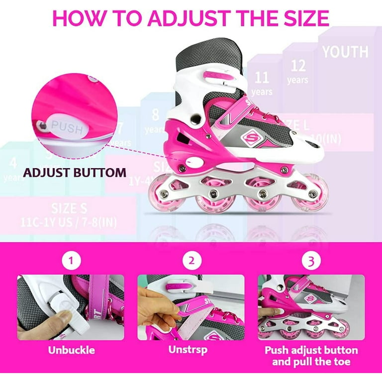HHD Roller Skates Adjustable Size S for Boys Girls Children 3 in