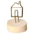 thumbnail image 1 of Card Clip Round Wood Base Metal Photo Holder Wedding Photo Holder Picture Table Number Memo Name Card Picture Picks Clip,House, 1 of 7