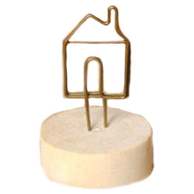 Card Clip Round Wood Base Metal Photo Holder Wedding Photo Holder Picture Table Number Memo Name Card Picture Picks Clip,House