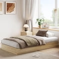 thumbnail image 5 of IdealHouse Twin Size Solid Wood Platform Bed, Floor-Standing Bed Frame with Wooden Slats, Minimalist Space-Saving, No Box Spring Needed, Golden Tan Wood, 5 of 8