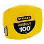 Long Tape Measure, 1/8" Graduations, 100 ft, Yellow