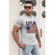 thumbnail image 1 of ABPHQTO Camiseta gráfica para hombre con cuello redondo y estampado de bandera de EE. UU. gris para hombre, 1 of 5