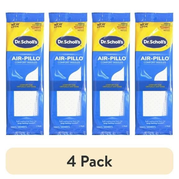 (4 pack) Dr. Scholl's DOUBLE AIR-PILLO Insoles // Cushioning Molds to Your Foot and Absorbs Shock for All-Day Comfort (One Size fits Men's 7-13 & Women's 5-10)
